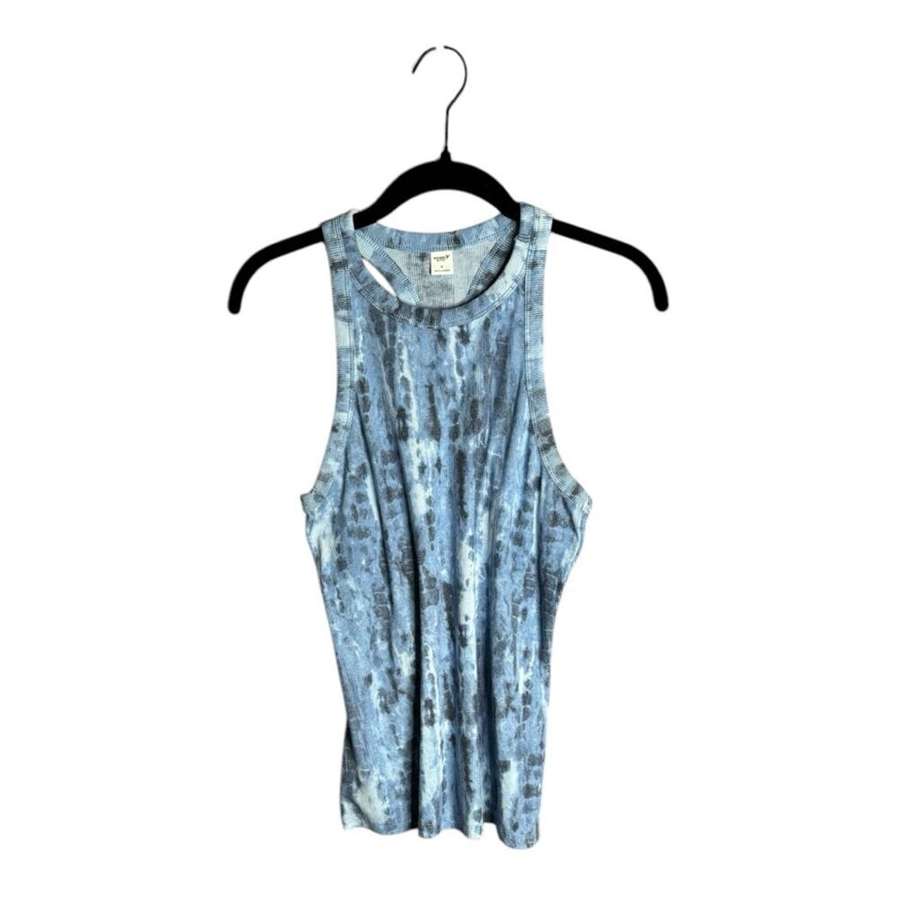 Old Navy Blue and Black Ribbed Racerback Active Tank Small